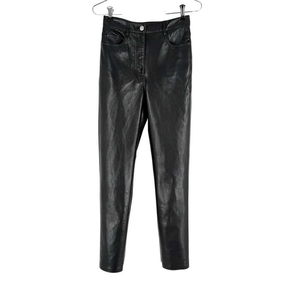 Aritzia Wilfred Melina Pants Womens Size 0 Black Soft Faux Leather Classic